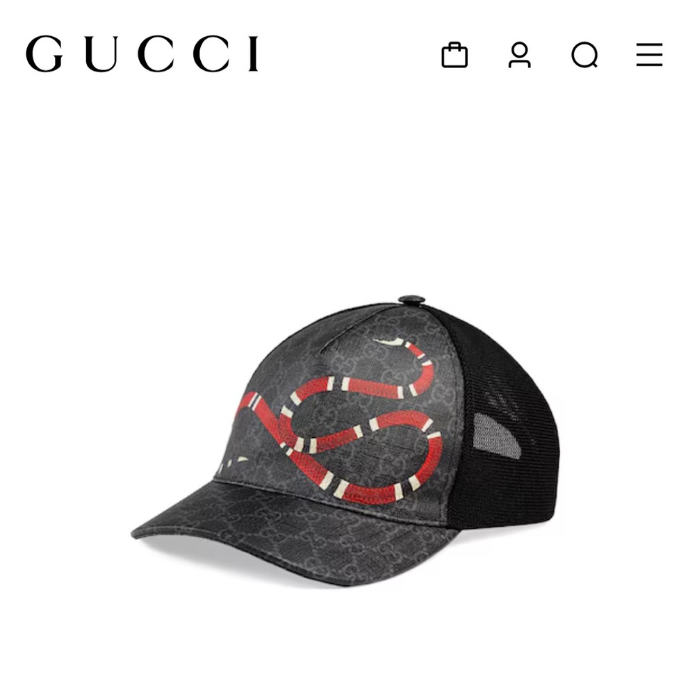 Gucci Gray and Black Monogram Cap - Picture 8 of 9